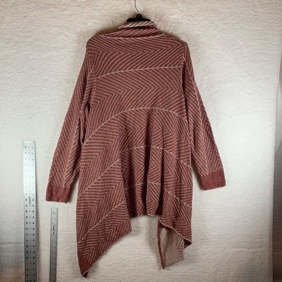 LOGO by Lori Goldstein Women's Draped Boho Pink Cardigan Sweater Size L 8492 - Picture 3 of 5